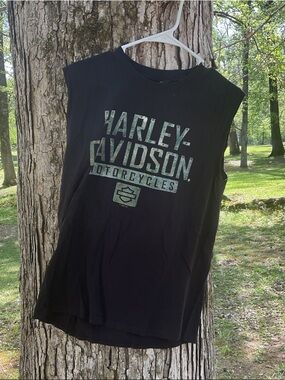 Harley-Davidson Black Tank Top with Faded Green Logo